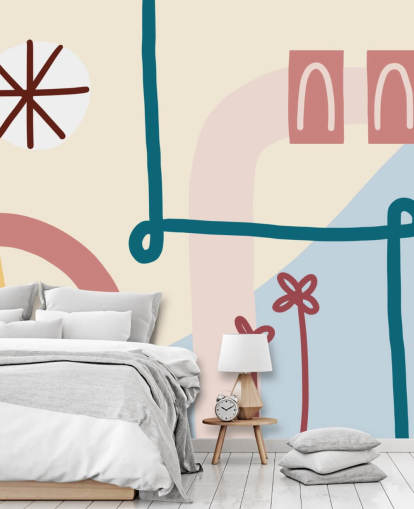 Pastell abstrakte Strichzeichnungen Wandgemälde