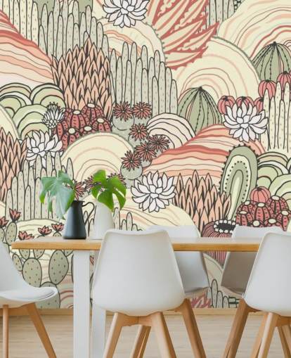 carta da parati piante cactus in terracotta e verde oliva carta da parati piante cactus in terracotta e verde oliva