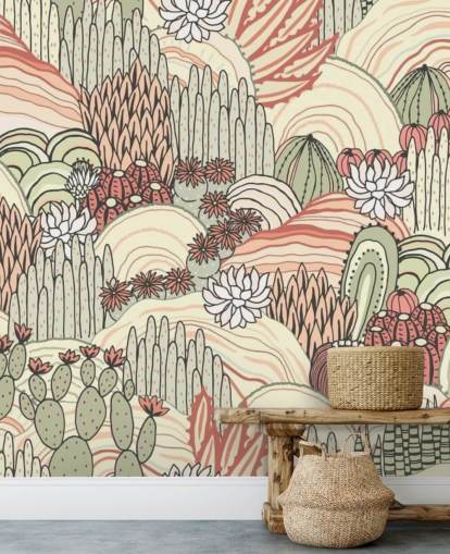 terracotta and olive green cactus plants wallpaper terracotta and olive green cactus plants wallpaper