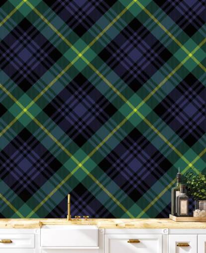 papel pintado azul marino y verde oscuro