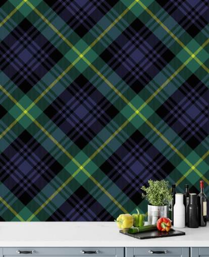 navy and dark green pattern wallpaper