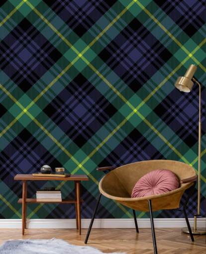 papel pintado azul marino y verde oscuro