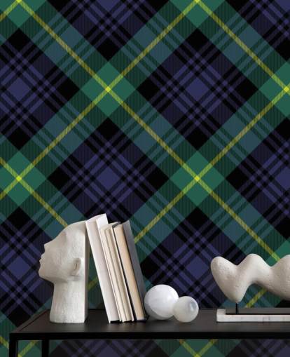 navy and dark green pattern wallpaper