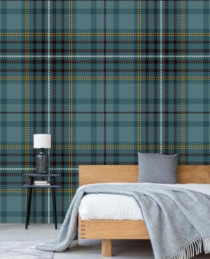yellow and teal tartan wallpaper