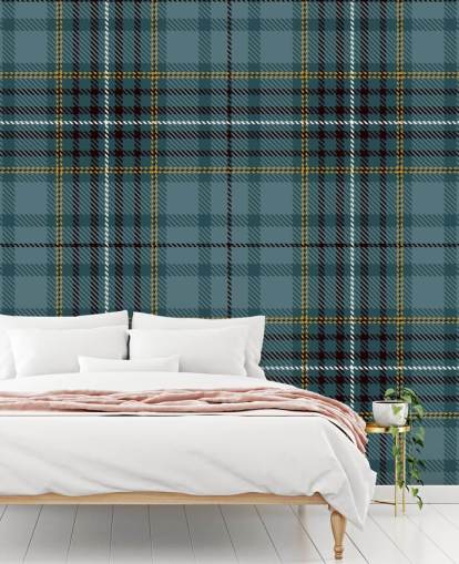 gul og blågrønn tartan tapet gul og blågrønn tartan tapet