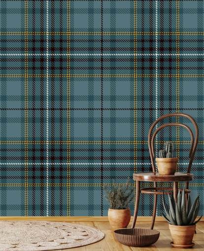 yellow and teal tartan wallpaper