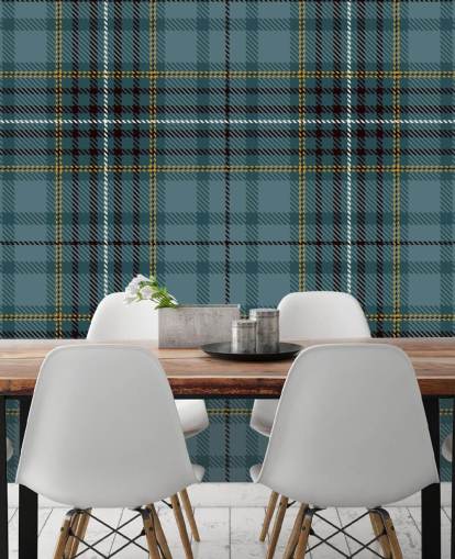 gelbe und blaugrüne Tartan-Tapete