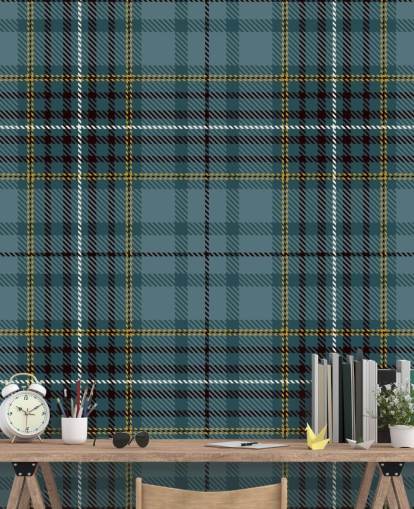 papel pintado tartán amarillo y verde azulado papel pintado tartán amarillo y verde azulado