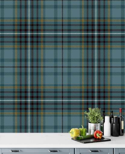 yellow and teal tartan wallpaper