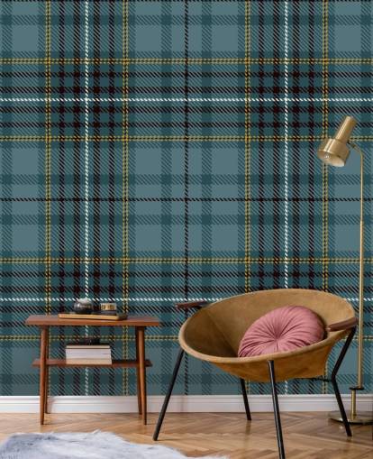 papel de parede tartan amarelo e verde-azulado papel de parede tartan amarelo e verde-azulado