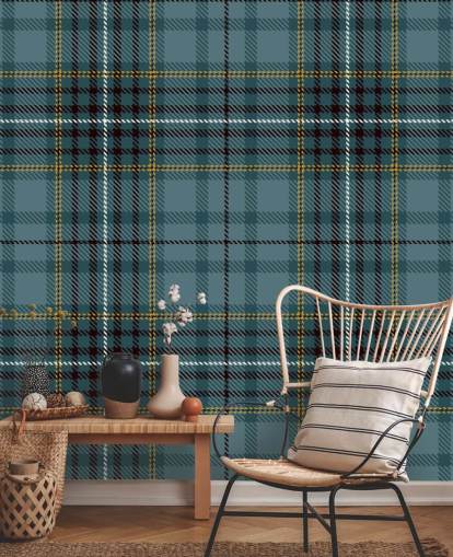 yellow and teal tartan wallpaper