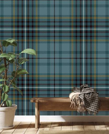 yellow and teal tartan wallpaper