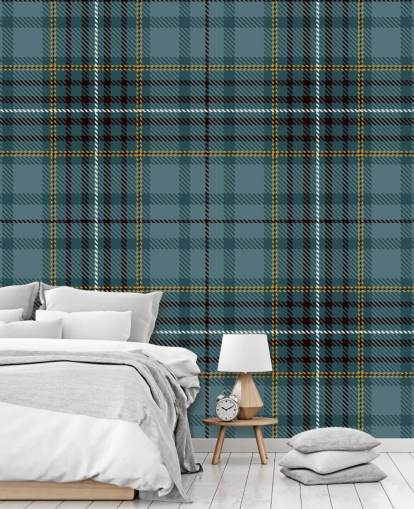 keltainen ja sinivihreä tartan tapetti