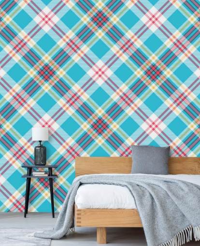 blå, rød og hvit mønster tapet