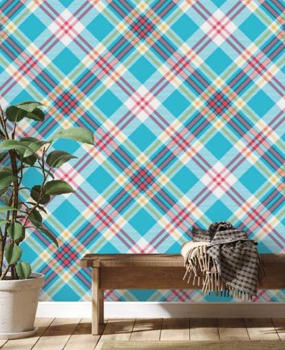 blauw, rood en wit patroonbehang blauw, rood en wit patroonbehang