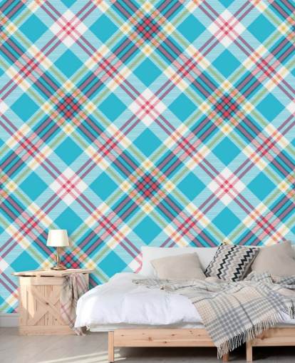 blauw, rood en wit patroonbehang blauw, rood en wit patroonbehang