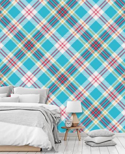 blauw, rood en wit patroonbehang blauw, rood en wit patroonbehang