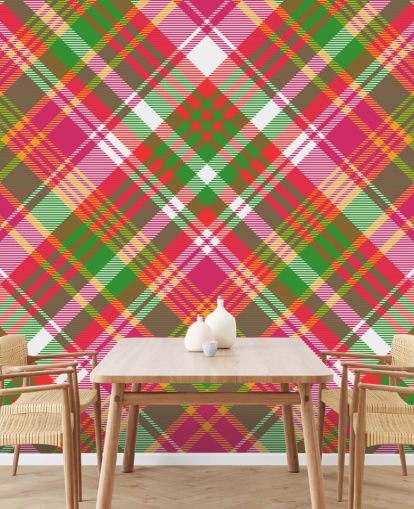 papel de parede tartan rosa, verde e branco papel de parede tartan rosa, verde e branco