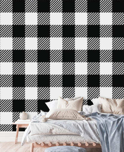 monokrom gingham tapet