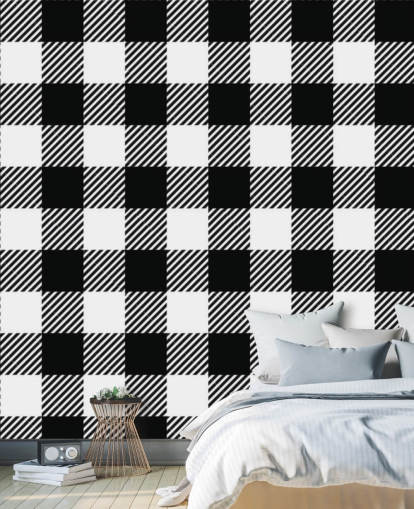 monochrome gingham wallpaper