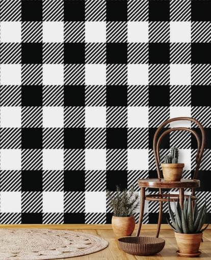 monochrome gingham wallpaper