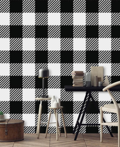 monokrom gingham tapet