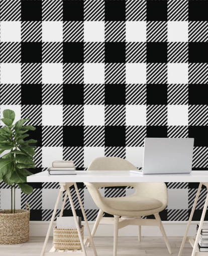 monochrome gingham wallpaper