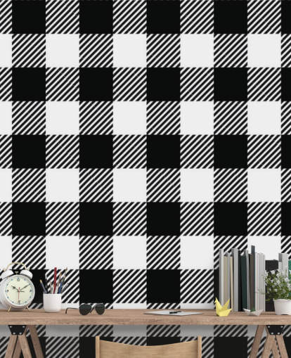 papier peint vichy monochrome