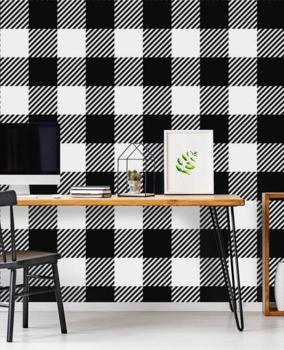 monochrome gingham wallpaper