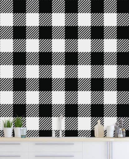 papel pintado a cuadros monocromáticos
