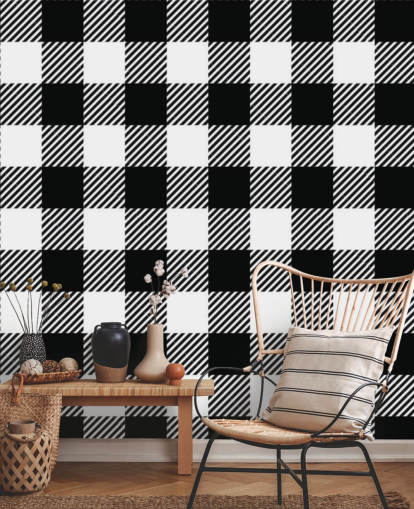 monokrom gingham tapet