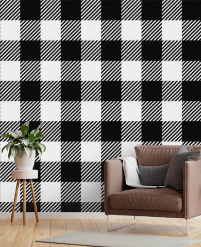 monochrome gingham wallpaper
