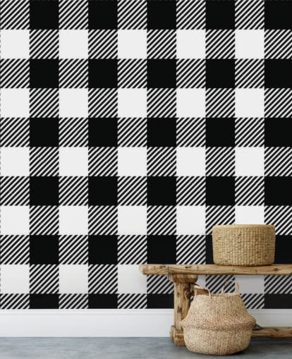 monochrome gingham wallpaper