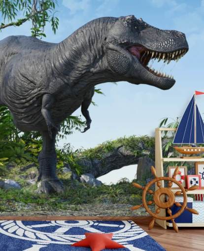 papel de parede t rex rugindo na selva