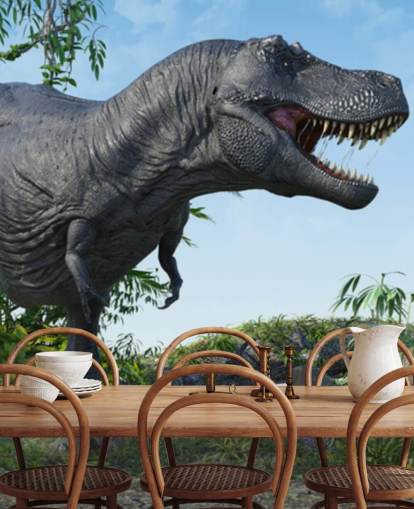 t rex roaring in jungle wallpaper