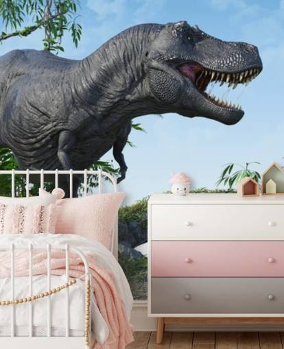 t rex roaring in jungle wallpaper