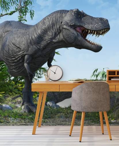 t rex roaring in jungle wallpaper