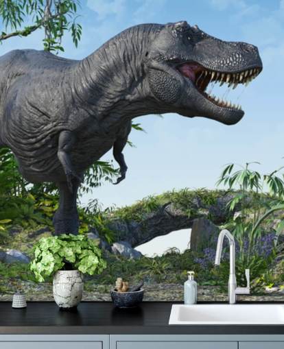 papel de parede t rex rugindo na selva