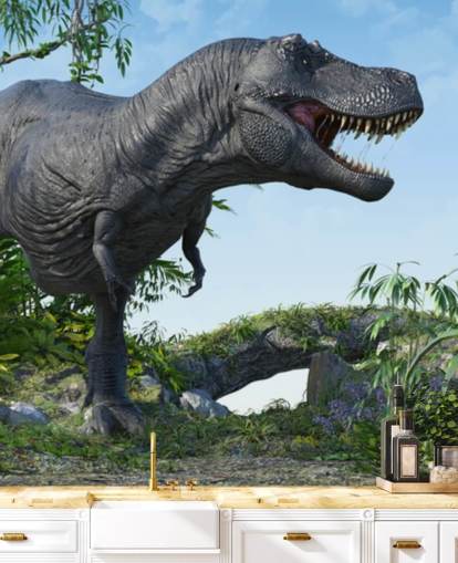 t rex roaring in jungle wallpaper