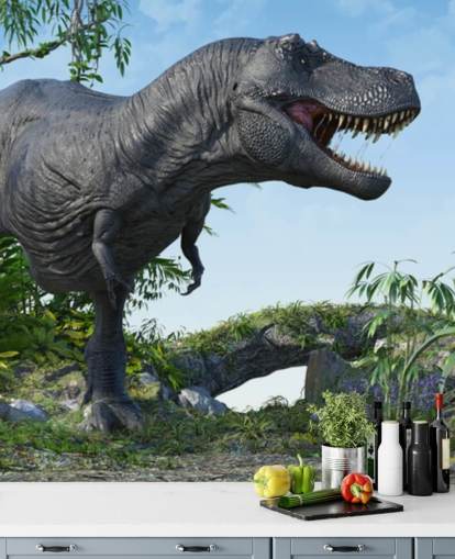 papel de parede t rex rugindo na selva