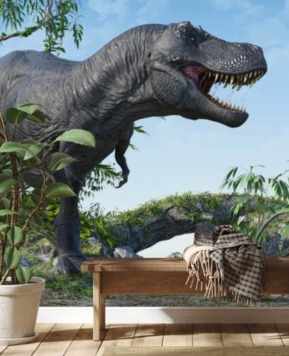 t rex roaring in jungle wallpaper t rex roaring in jungle wallpaper