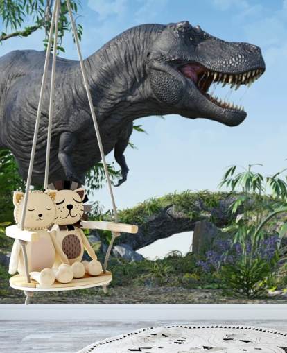 t rex brüllt im Dschungel Tapete