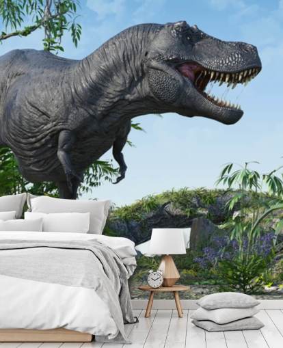 t rex roaring in jungle wallpaper