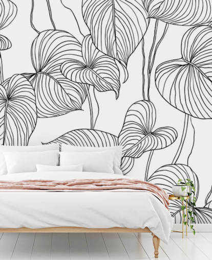 black and white leaf wallpaper