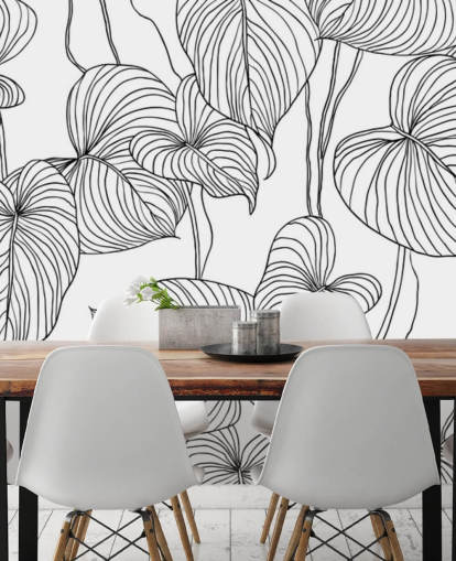 black and white leaf wallpaper