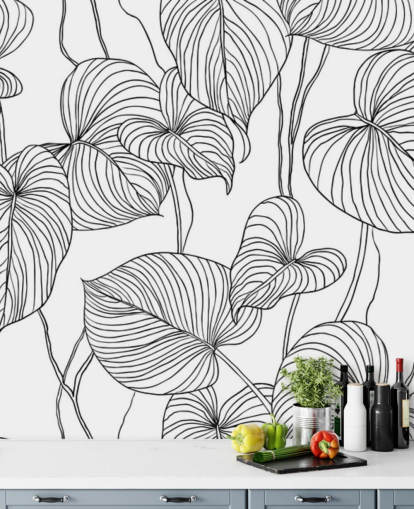 black and white leaf wallpaper