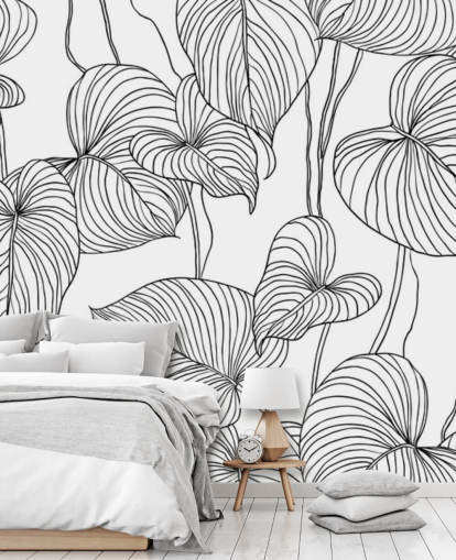 black and white leaf wallpaper