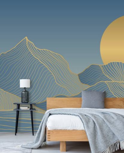 blue mountain and moon wallpaper