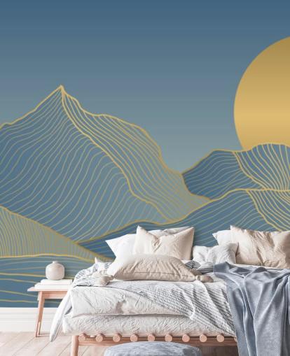 fondo de pantalla azul montaña y luna