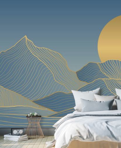 fondo de pantalla azul montaña y luna fondo de pantalla azul montaña y luna